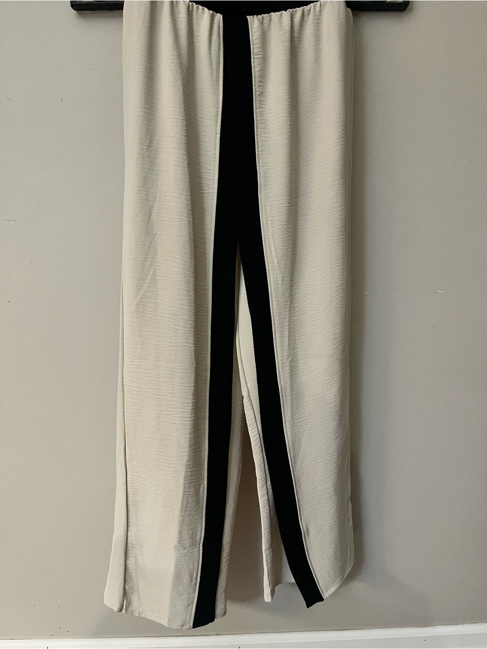 Glamour Wide Leg Palazzo Pants Skirt Look Cream Black Stripe Pull On XL